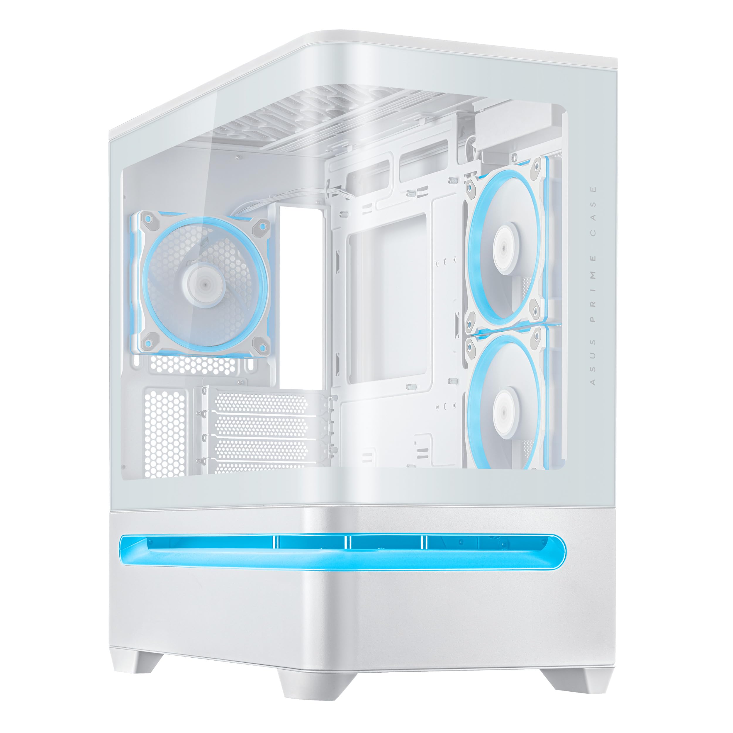 ASUS Prime AP202 ARGB White mATX pc case with Fully Tempered Curved Glass, Supports Graphics Cards up to 420mm Long, 360mm Long radiators, Easy-Detach Rail, Patented Slot Vent, 3 Built-in ARGB Fans