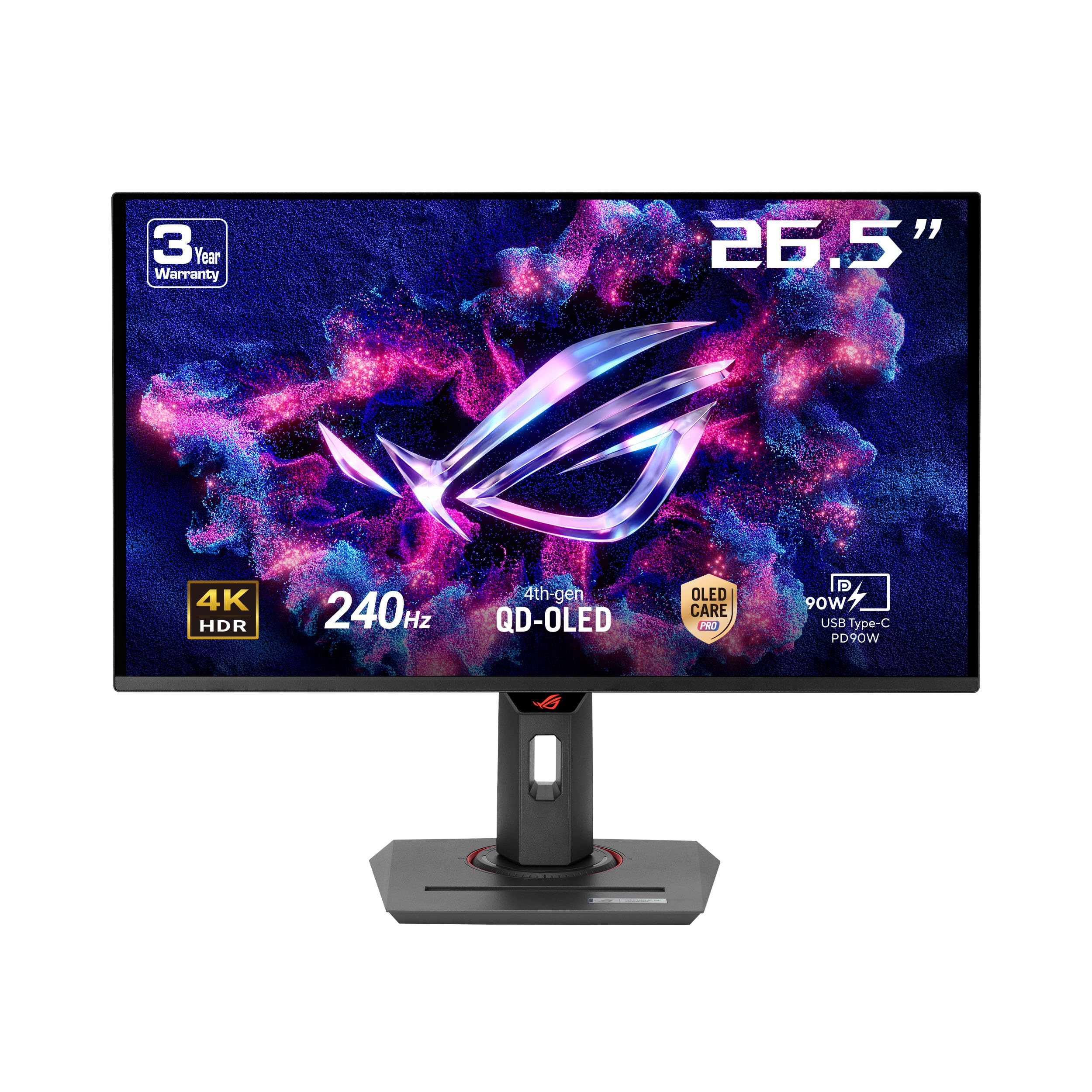 ASUS ROG Strix 27” 4K QD-OLED Gaming Monitor (XG27UCDMG) - 240Hz, 0.03ms, Anti-Flicker 2.0, Custom Heatsink, Care Pro, Neo Proximity Sensor, 99% DCI-P3, True 10-bit Color, 3 yr Warranty