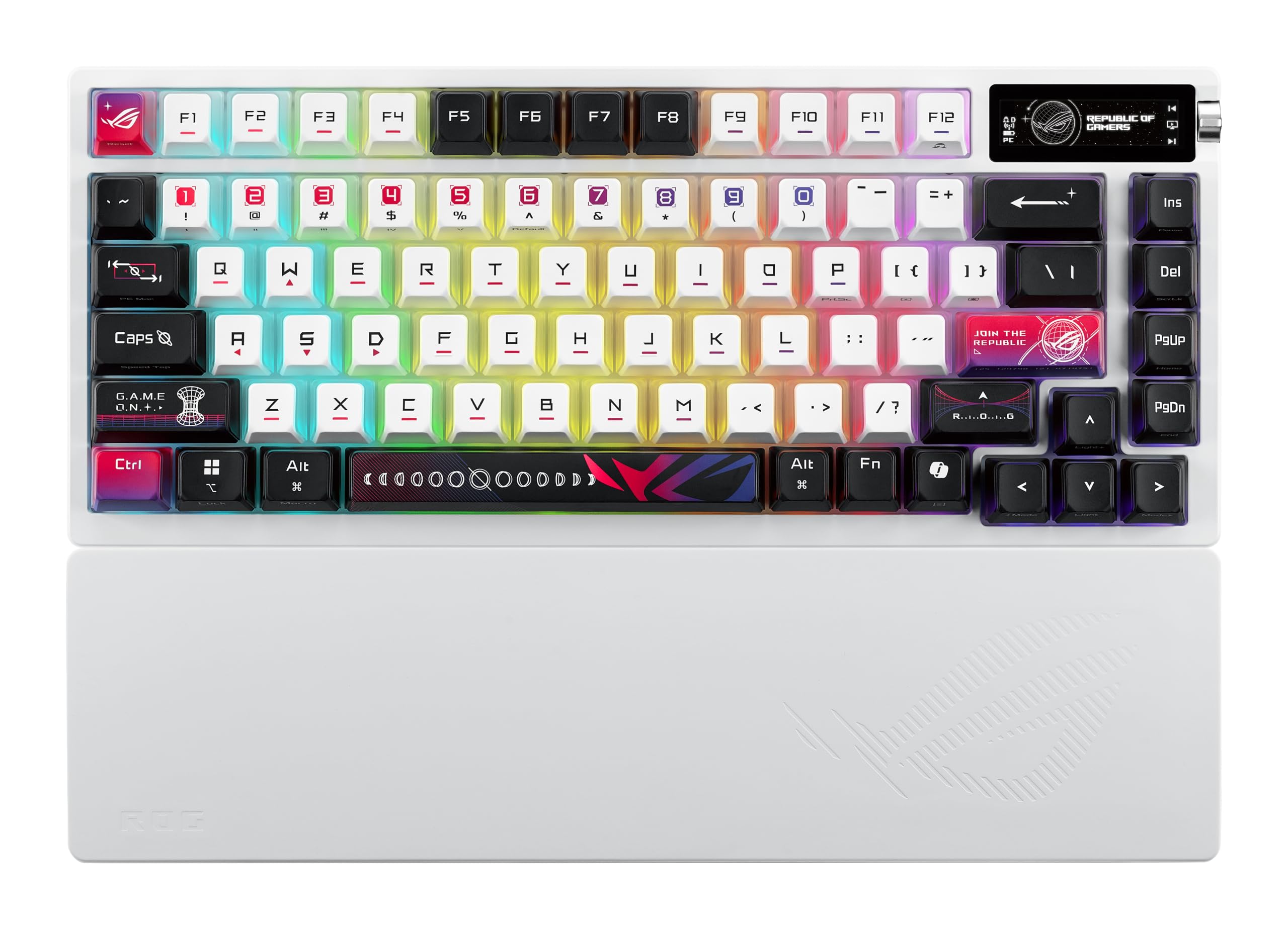 ASUS ROG Azoth X Wireless Mechanical Gaming Keyboard – 75% TKL, Tri-Mode Connectivity, Hot Swappable Pre-lubed ROG NX V2 Snow Linear Switches, South-Facing PCB, PBT Keycaps, PC/Mac Support - White