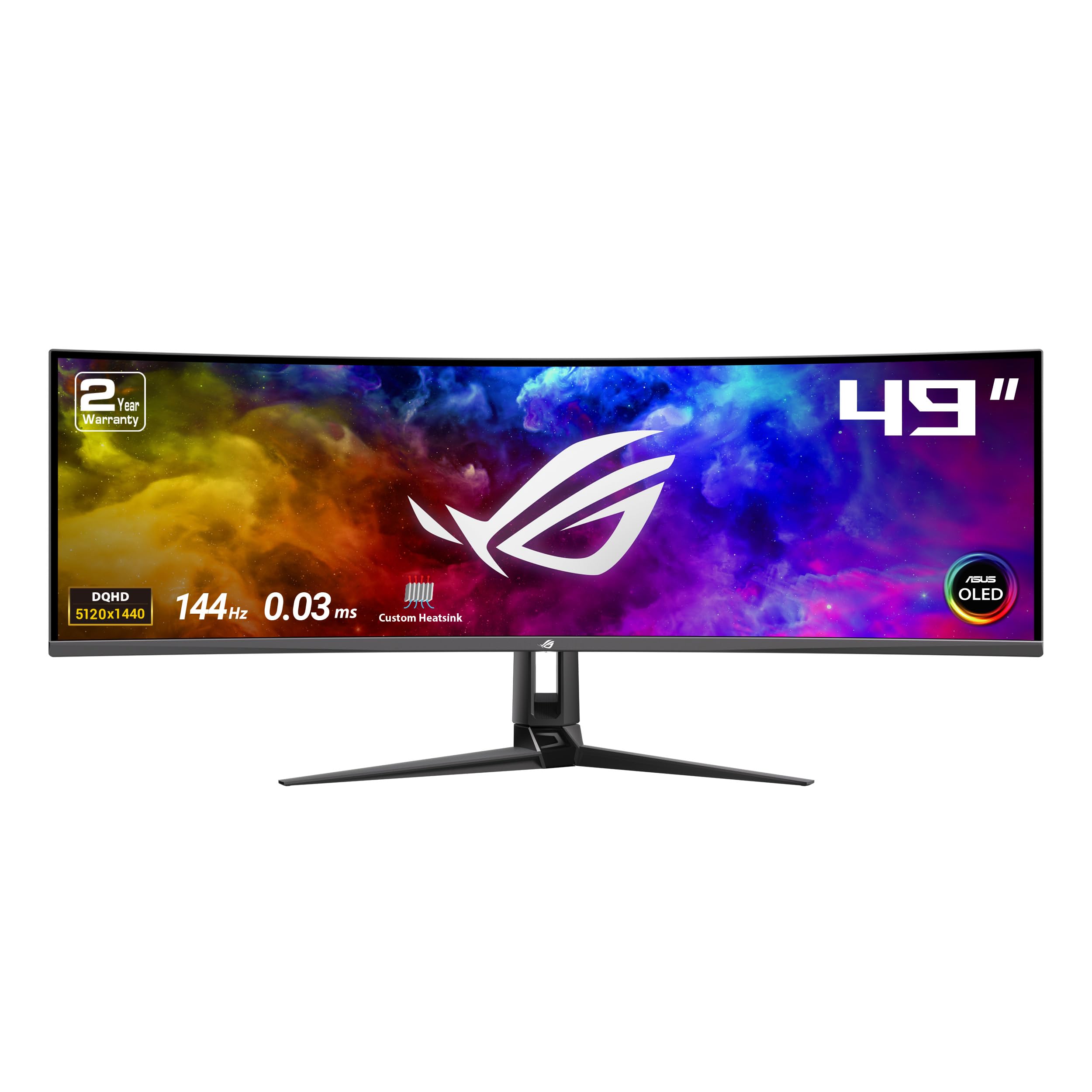 ASUS ROG Swift 49” Curved QD-OLED Gaming Monitor (PG49WCD) - Dual QHD 32:9 (5120x1440), 144Hz, 0.03ms, G-SYNC Compatible, Smart-KVM, 90W USB-C PD