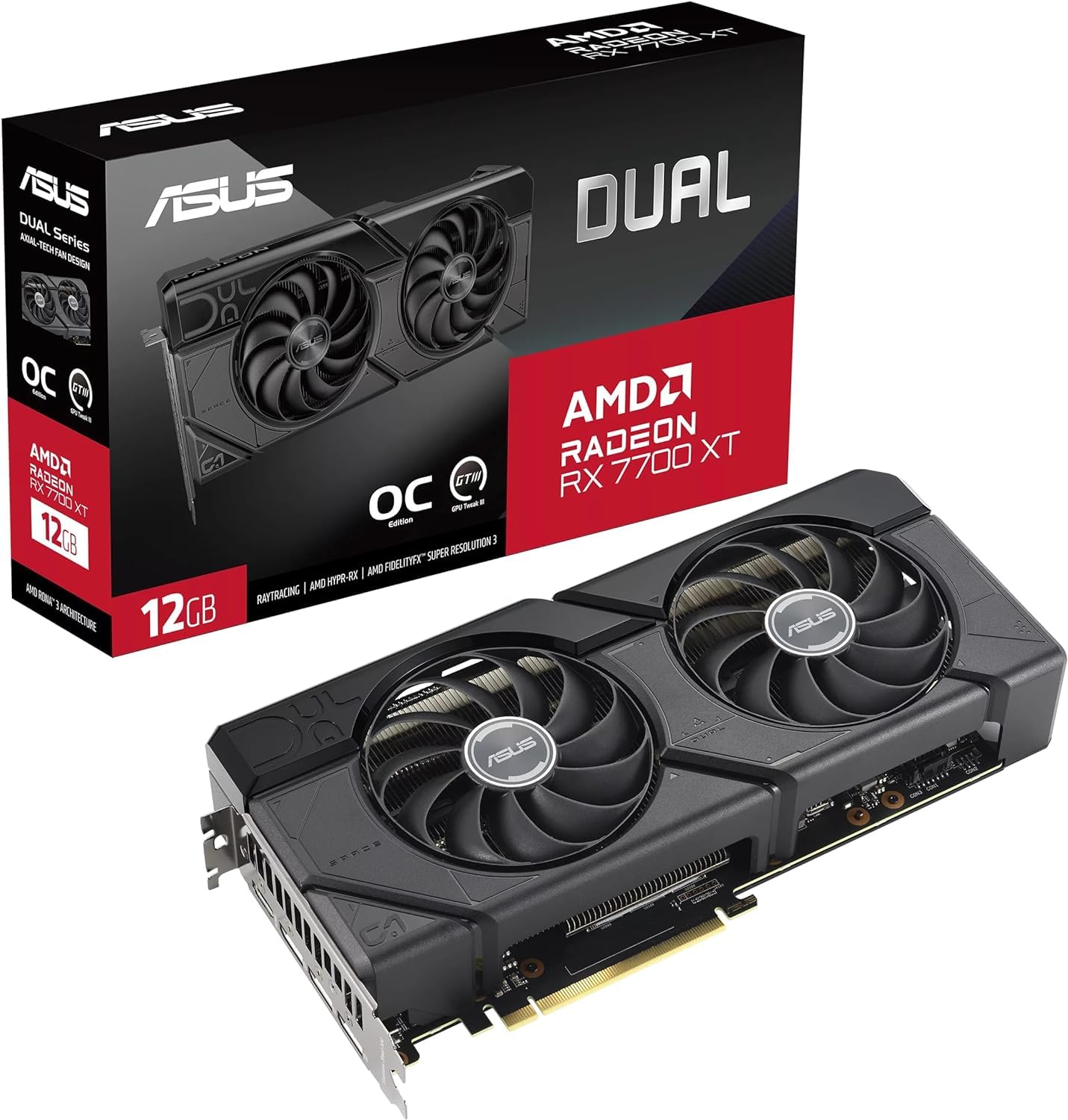 ASUS Dual Radeonâ„¢ RX 7700 XT O12G GDDR6X (PCIe 4.0, 12GB GDDR6X, HDMI 2.1, DisplayPort 2.1)