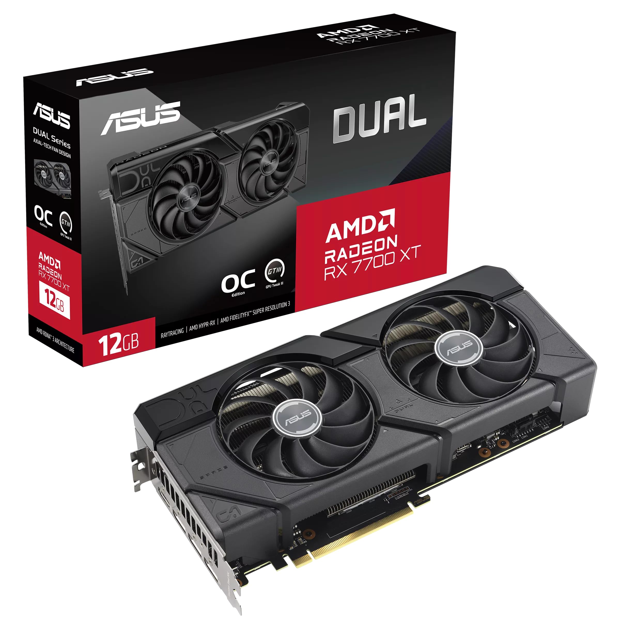 ASUS Dual Radeonâ„¢ RX 7700 XT O12G GDDR6X (PCIe 4.0, 12GB GDDR6X, HDMI 2.1, DisplayPort 2.1)