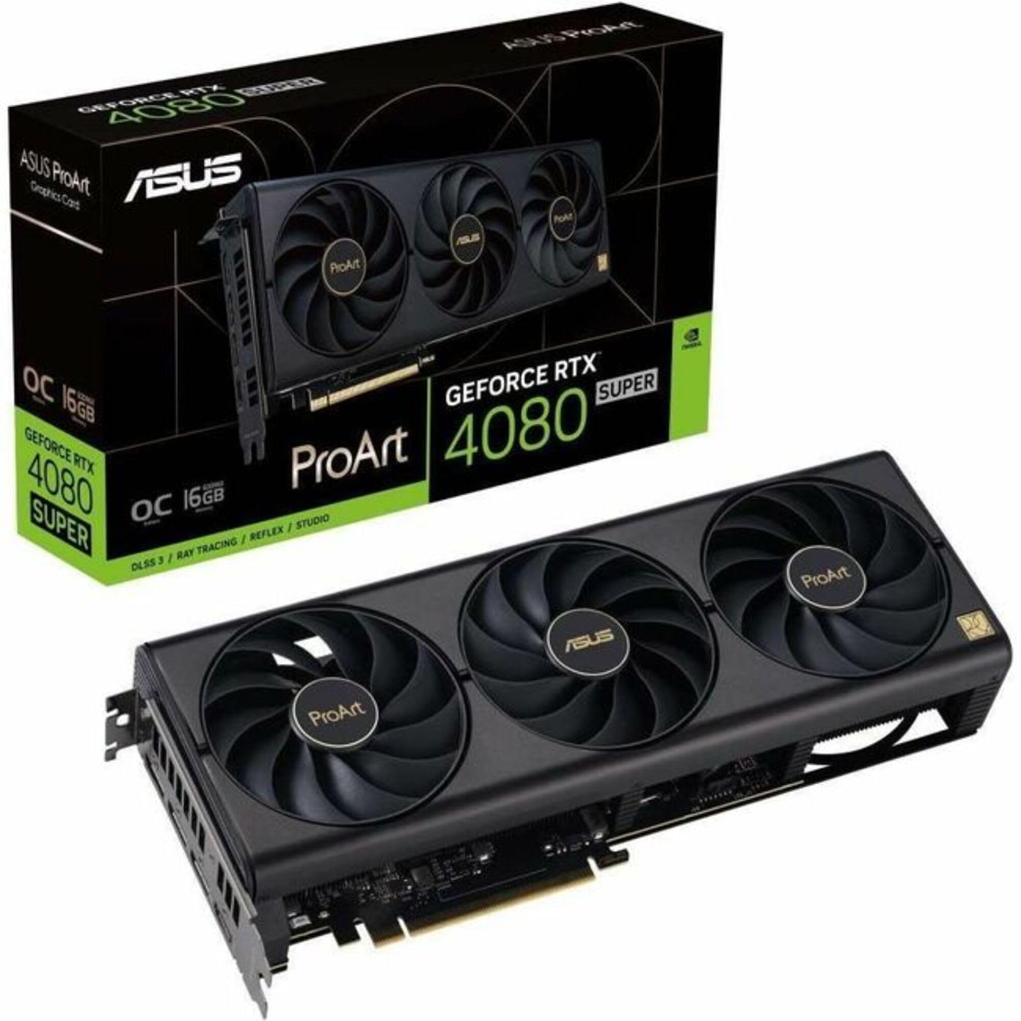 ASUS ProArt GeForce RTXâ„¢ 4080 Super OC Edition Graphics Card (PCIe 4.0, 16GB GDDR6X, DLSS 3, HDMI 2.1a, DisplayPort 1.4a)