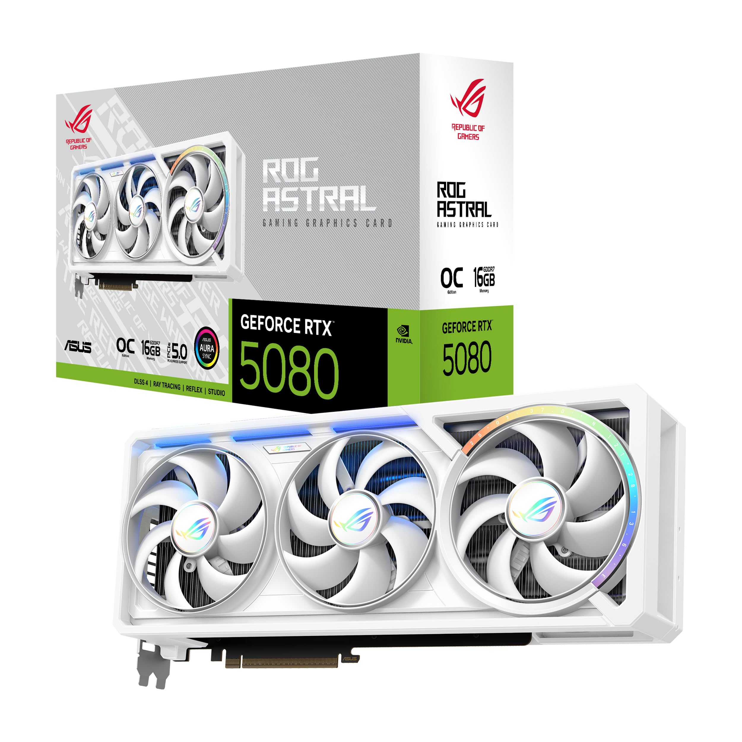 ASUS ROG Astral GeForce RTXâ„¢ 5080 16GB GDDR7 White OC Edition - Quad-Fan Graphics Card Delivering unprecedented Airflow and air Pressure for Optimal Performance