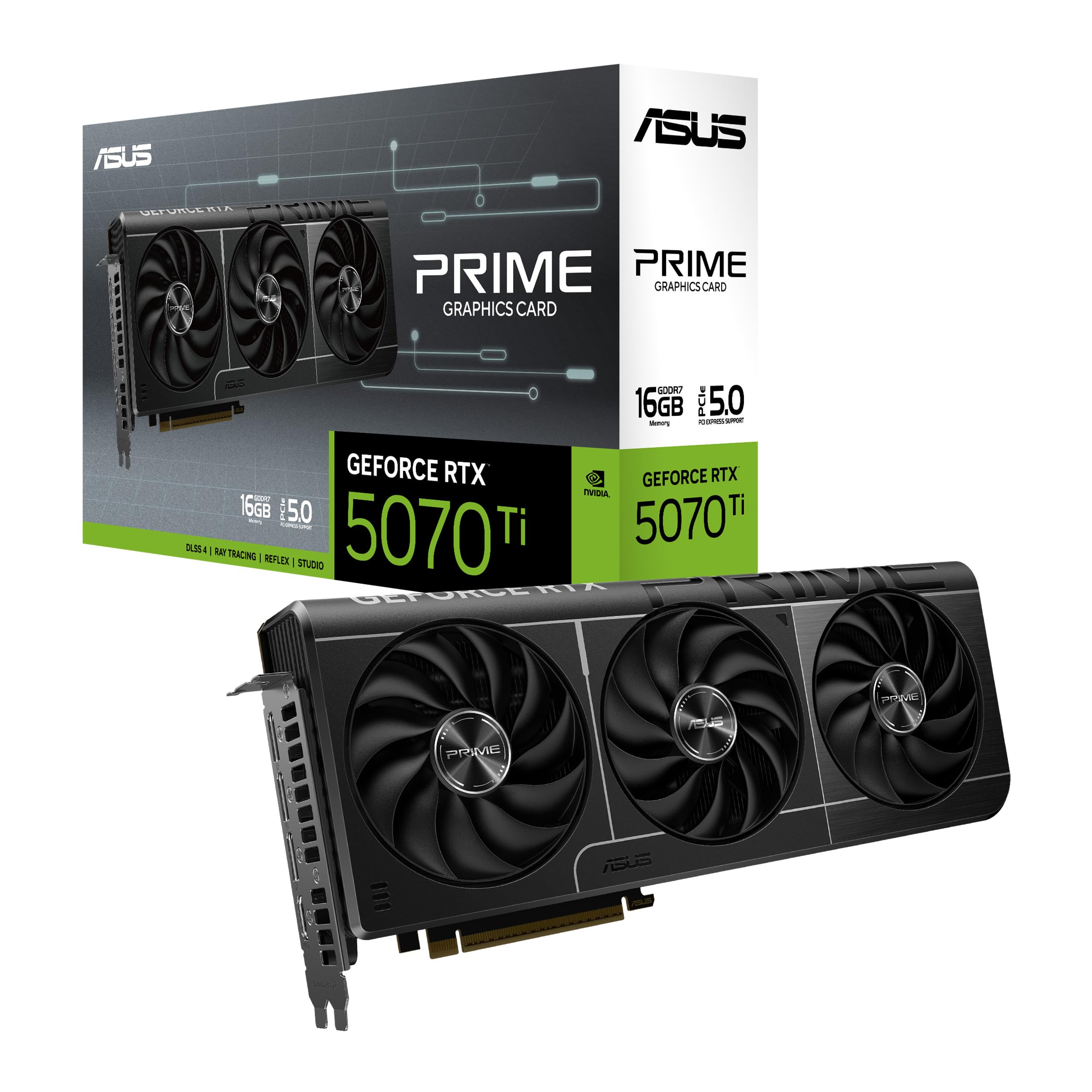 ASUS The SFF-Ready Prime GeForce RTX™ 5070 Ti 16GB GDDR7 Graphics Card (PCIe® 5.0, 16GB GDDR7, HDMI®/DP 2.1, 2.5-Slot, Axial-tech Fans, Dual BIOS)