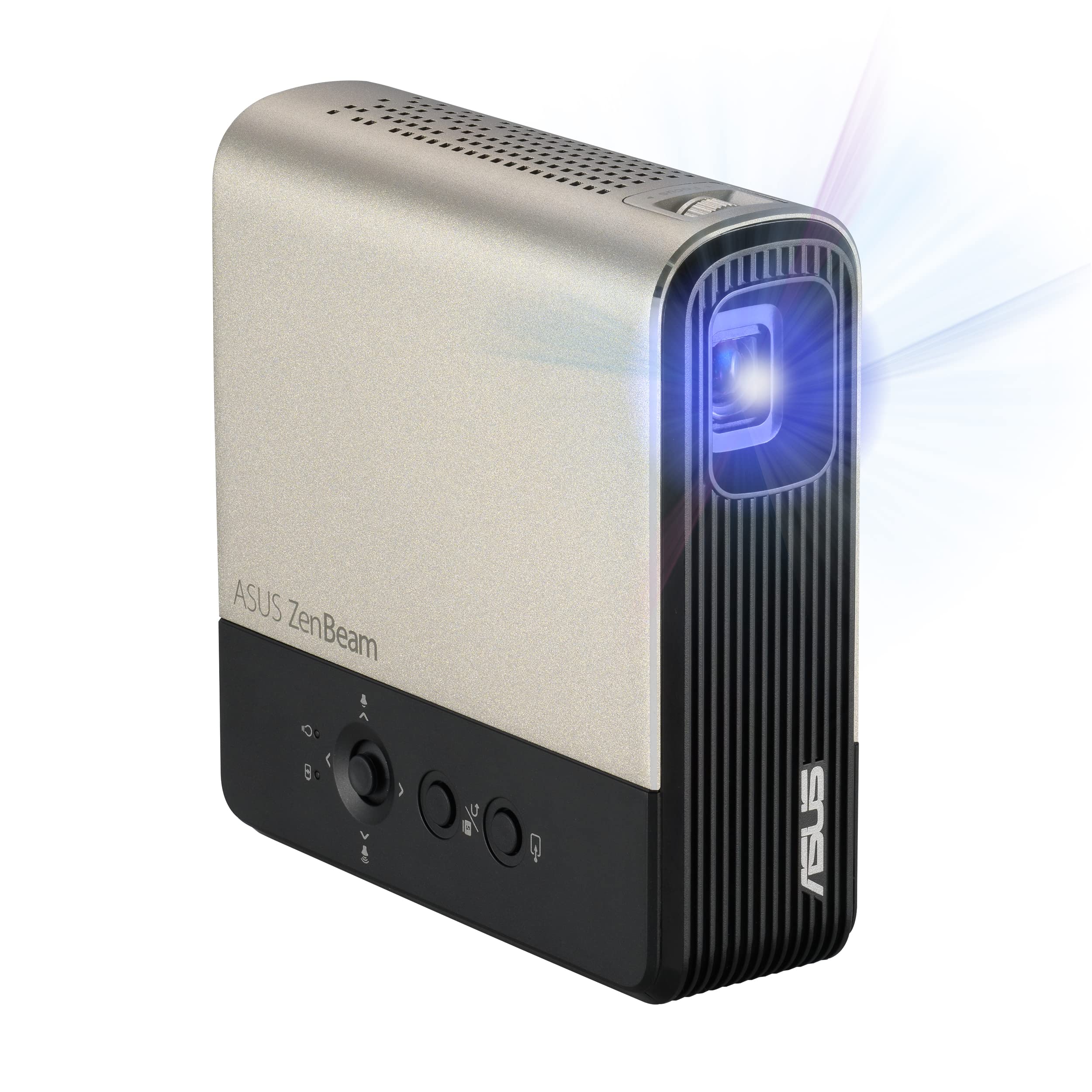 ASUS ZenBeam E2 Mini LED Wireless Portable Projector - Mini Projector for Smartphone mirroring, Built-in Battery & Speakers for Outdoor Travel Projector, USB & HDMI Movie Projector